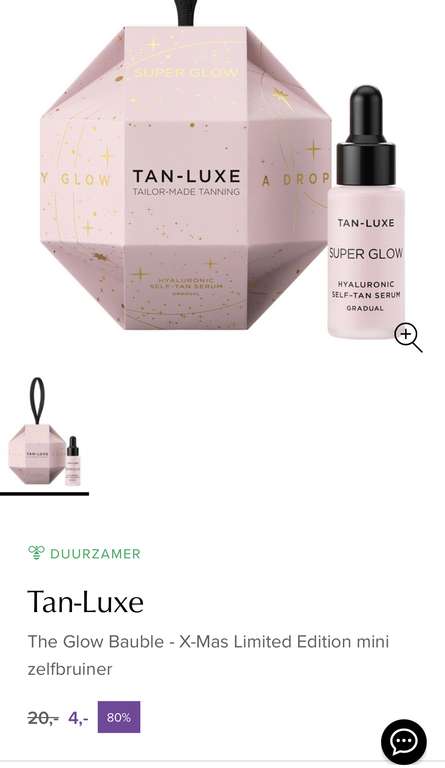 [bijenkorf] Tan-Luxe The Glow Bauble - X-Mas Limited Edition mini zelfbruiner 10ml €4