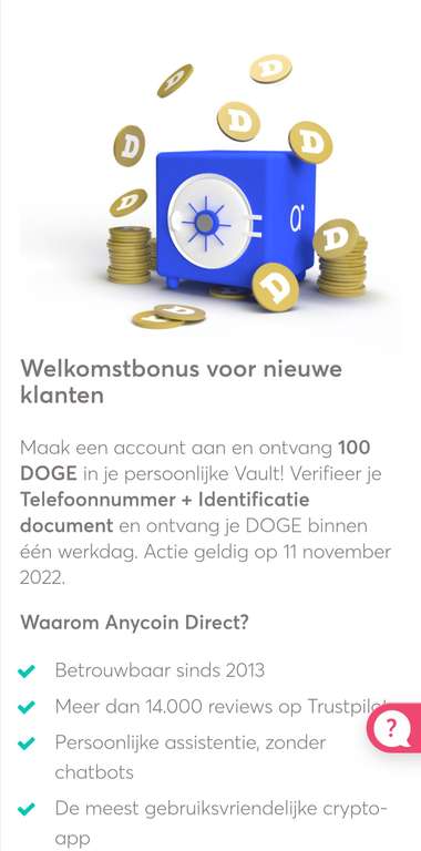 [Gratis geld] 100 DOGE twv € 8 @ Anycoin Direct