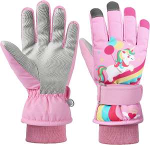 Qkurt antislip Sneeuw handschoen voor kinderen, Roze