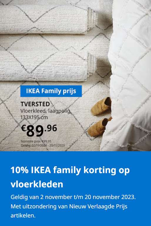 10% IKEA family korting op vloerkleden