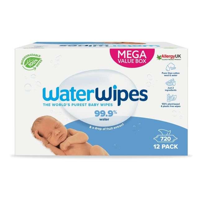 WaterWipes billendoekjes (plasticvrij) voor de gevoelige huid (12x60)