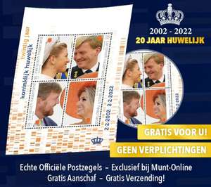 officiële Jubileum-Postzegelvel 20 Jaar Koninklijk Huwelijk 2002 - 2022