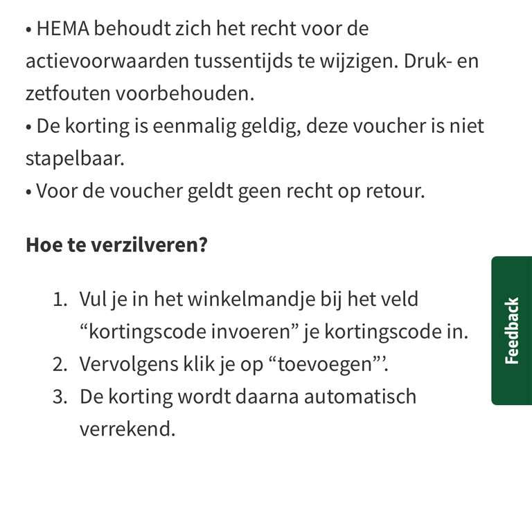 €10 korting bij Hema webshop (150 punten in Samen Greenchoice omgeving)