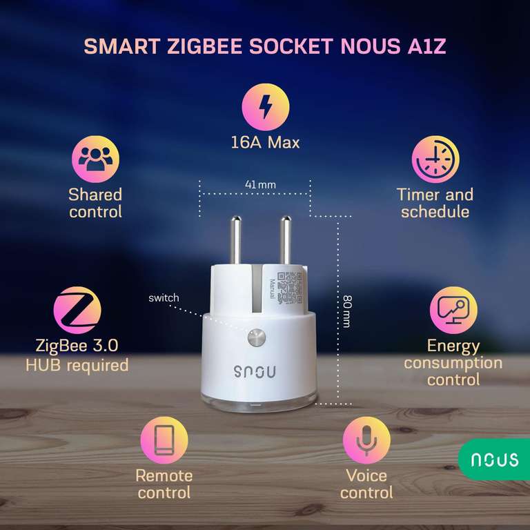 Nous A1Z Zigbee smart plug (2-pack) met energiemonitoring