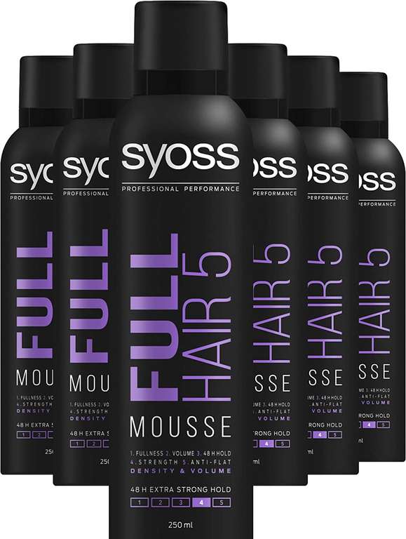 Syoss Full Hair 5 Haarmousse 250ml (6 stuks) voor €8,52 @ Amazon.nl