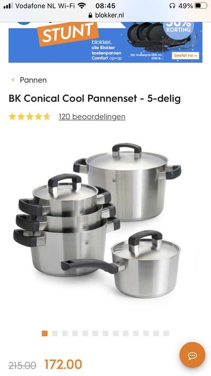 BK Conical Cool Pannenset - 5-delig voor 172 euro
