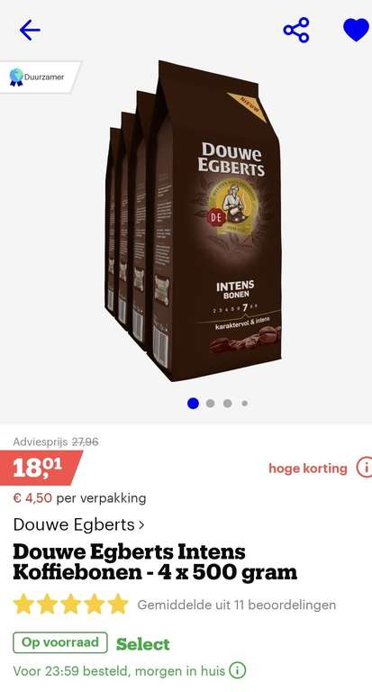 Douwe egberts intens koffiebonen 4x 500 gram