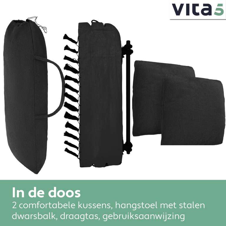 Zwarte Vita5 XXL Hangstoel met 2 Kussens voor €29,95 @ iBOOD