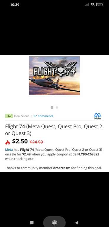 VR Flight 74 met 90% korting - game Meta Quest