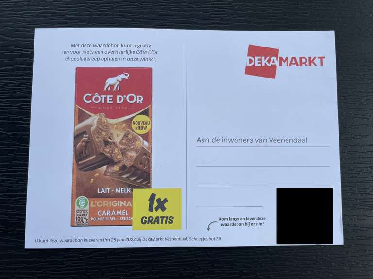 [LOKAAL] Gratis Côte D’Or chocoladereep bij DekaMarkt in Veenendaal