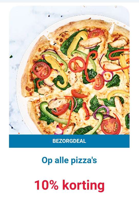 Alle pizza's 10% korting bij Bezorgen Domino's