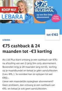 Lebara Sim Only maandelijks opzegbaar vanaf 7€pm + 15€ cashback via Lidl Plus app