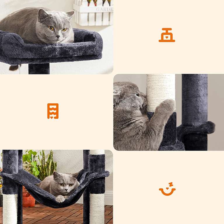 Songmics FEANDREA kattenkrabpaal 143cm hoog rookgrijs voor €50,49 @ Amazon NL