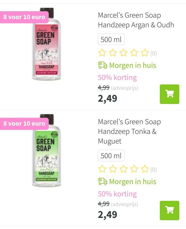 Marcel's Green Soap Handzeep navulling 8 voor €10