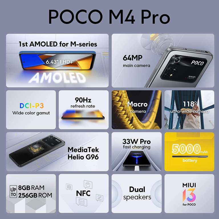 Poco M4 Pro, 6GB ram, 128GB opslag Zwart. Amazon Prime