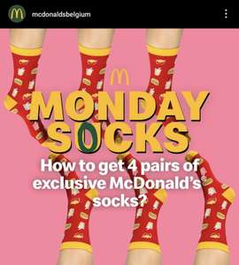 [McDonald's België] Elke maandag gratis sokken bij aankoop 2 cheeseburgers voor €3