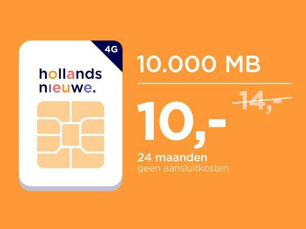 Hollandsnieuwe Sim Only 10.000/MB/min/SMS voor 10,00 p/m + 2.000 ING punten