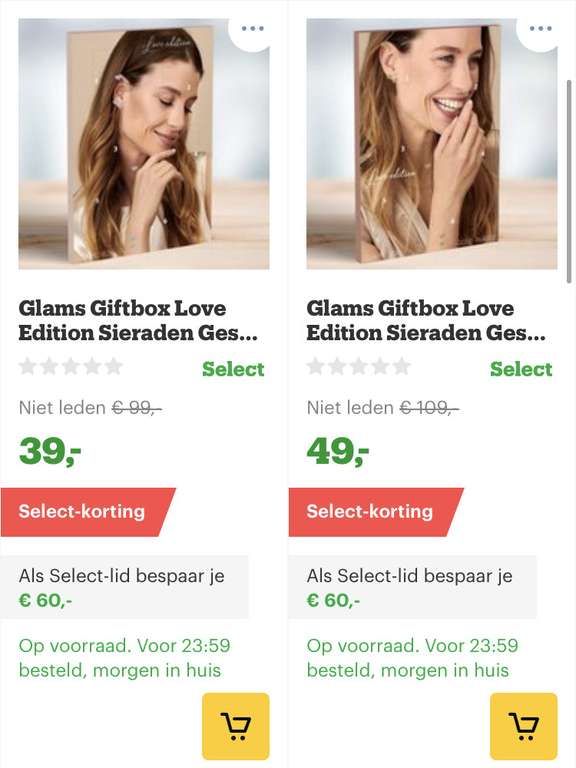 [select deals bol.com] Glams Giftbox Love Edition Sieraden Geschenkset - Zilver of goud- 6 sieraden €39/€49