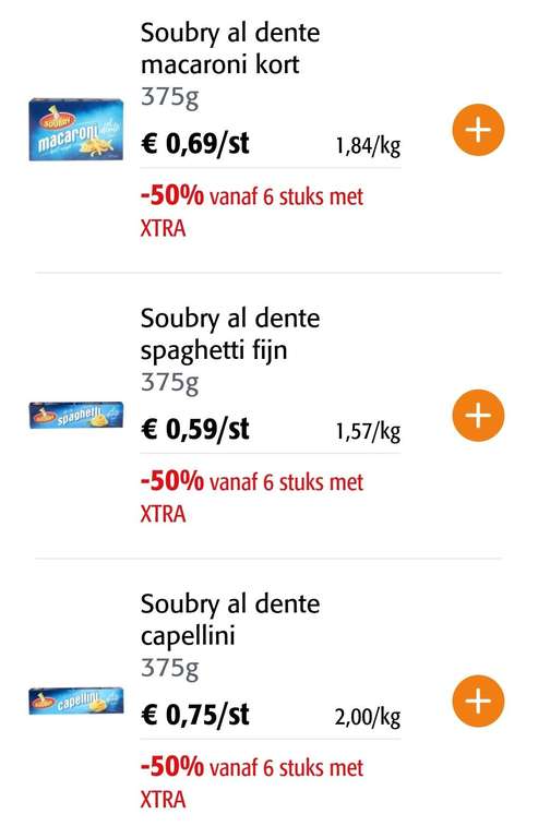 [GRENSDEAL BELGIË] Soubry deegwaren 50% korting bij Colruyt (goedkoper dan het huismerk)