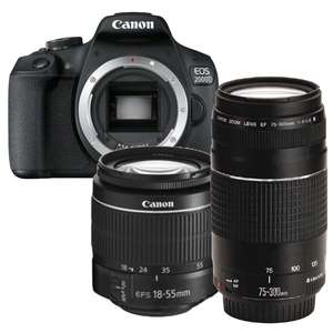 Canon EOS 2000D Spiegelreflexcamera + EF-S 18-55mm f/3.5-5.6 DC III + EF 75-300mm f/4-5.6 DC III Kit
