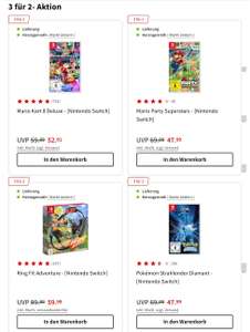 (Grensdeal Duitsland) Allerlei top Mario/Pokemon/Zelda Switch games 2+1 free @Mediamarkt of Saturn Duitsland