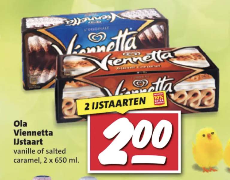 2 Vienetta ijstaarten voor €2 bij Nettorama