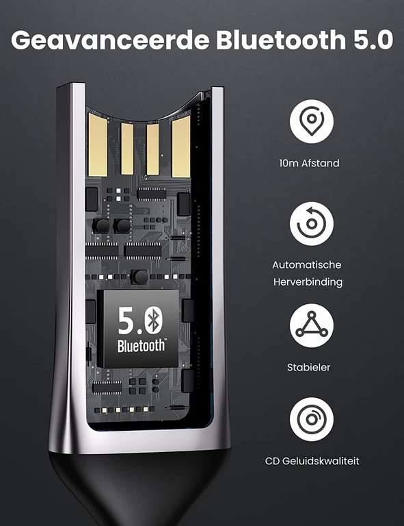 UGREEN Auto Bluetooth ontvanger met 3,5 mm-aansluiting en TF-kaartsleuf voor €15,99 @ Amazon.nl