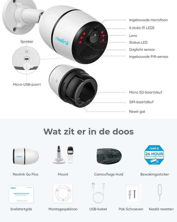 Reolink Go Plus 4G LTE beveiligingscamera voor €179,99 @ Amazon NL