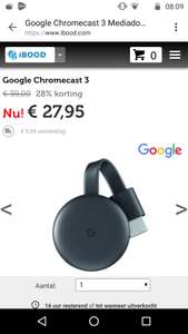Chromecast 3 (VS editie, incl. EU plug)
