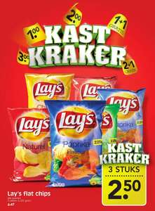 Lay's Flat Chips - 3 zakken a 225 gram nu €2.50 i.p.v. €4.47 @Emte