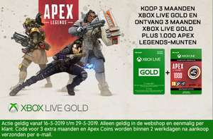 Xbox Live Gold 3 maanden + 3 Maanden extra + Apex Legends 1000 Coins