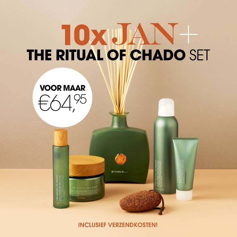 [40% korting] Rituals Chado pakket t.w.v. €106,50 + 10x Jan Magazine/Harpers Bazaar voor €64,95 in totaal