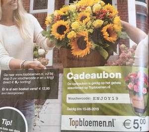 5 euro korting bij Topbloemen.nl