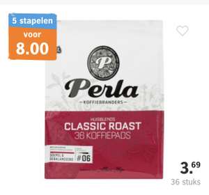 Perla Koffiepads 5 zakken voor €8,00 (€1,60 per zak á36 pads)