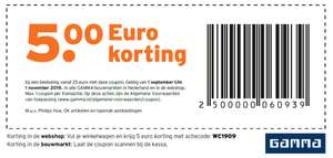 De 5 euro kortings bon van de gamma bij aankopen boven de 25 euro. De bon van oktober, wc1910