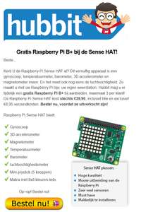 Gratis Raspberry Pi B+ bij aanschaf van een RaspBerry Pi Sense HAT voor €46,90 @ Hubbit
