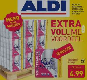 4-laags toiletpapier van de Aldi 18 rollen voor €4.99