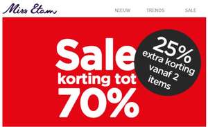 SALE tot -70% + 25% extra korting (va 2 items) @ Miss Etam