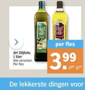 Olijfolie 3,99 voor 1 liter bonus Albert Heijn 39% korting