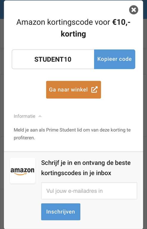 10 euro korting als student Amazon Prime