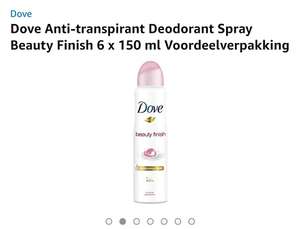 [Amazon.nl] Dove Anti-transpirant Deodorant Spray Beauty Finish 6 x 150 ml Voordeelverpakking