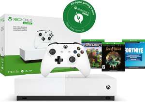 Xbox One S console (1TB) All-Digital Edition + Fortnite + Sea of Thieves + Minecraft.