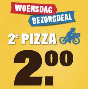 Elke woensdag elke 2e pizza €2 bij bezorgen @ Domino's