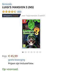Luigi's mansion 3 nintendo switch @ amazon.nl