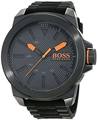 Hugo Boss Orange New York herenhorloge kwarts met zwarte siliconen armband