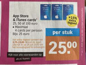 15% App Store & iTunes bonustegoed bij Albert Heijn
