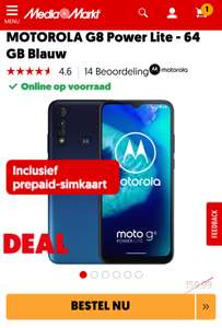 Motorola G8 Power Lite 4/64GB Blauw (na nieuwsbrief + cashback) @ MediaMarkt