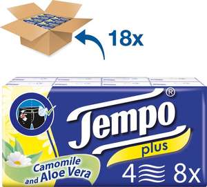 Tempo Plus - 4-laags zakdoekjes - 18 x 8 pakjes - seizoen voorraad (144st)