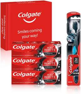 (Prime) 3x Colgate Max White Charcoal Tandpasta + 1x Colgate 360° Deep Clean Charcoal Whitening tandenborstel
