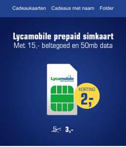 Lyca Mobile Sim met €15*+ 50 MB data voor maar €3,- met spaarpas